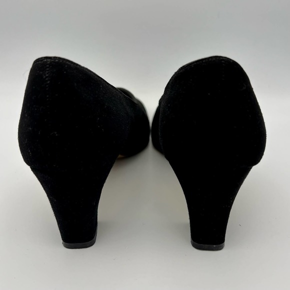 Adore's Womens Die-Cut Heels size 7 Black Suede Leather Chunky Heel Victorian - Picture 5 of 11